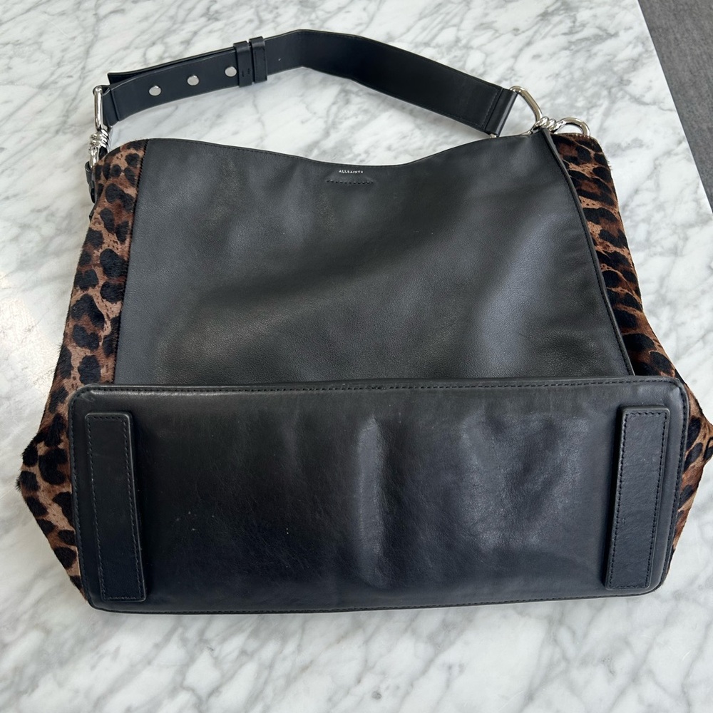 All Saints Black Leather Medium Hobo Tote - Picture 3 of 8